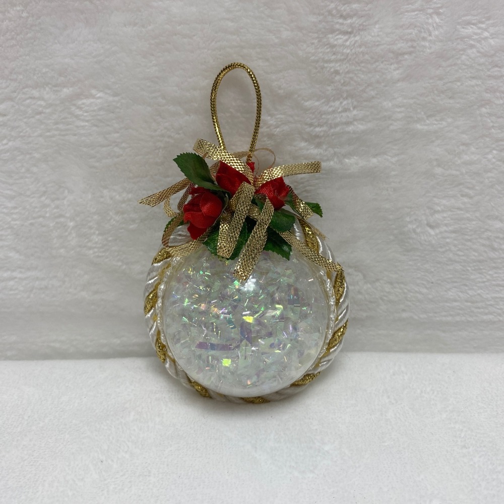 Sparkling Icicle Rose Holiday Christmas Ornament Glitter Festive Decor